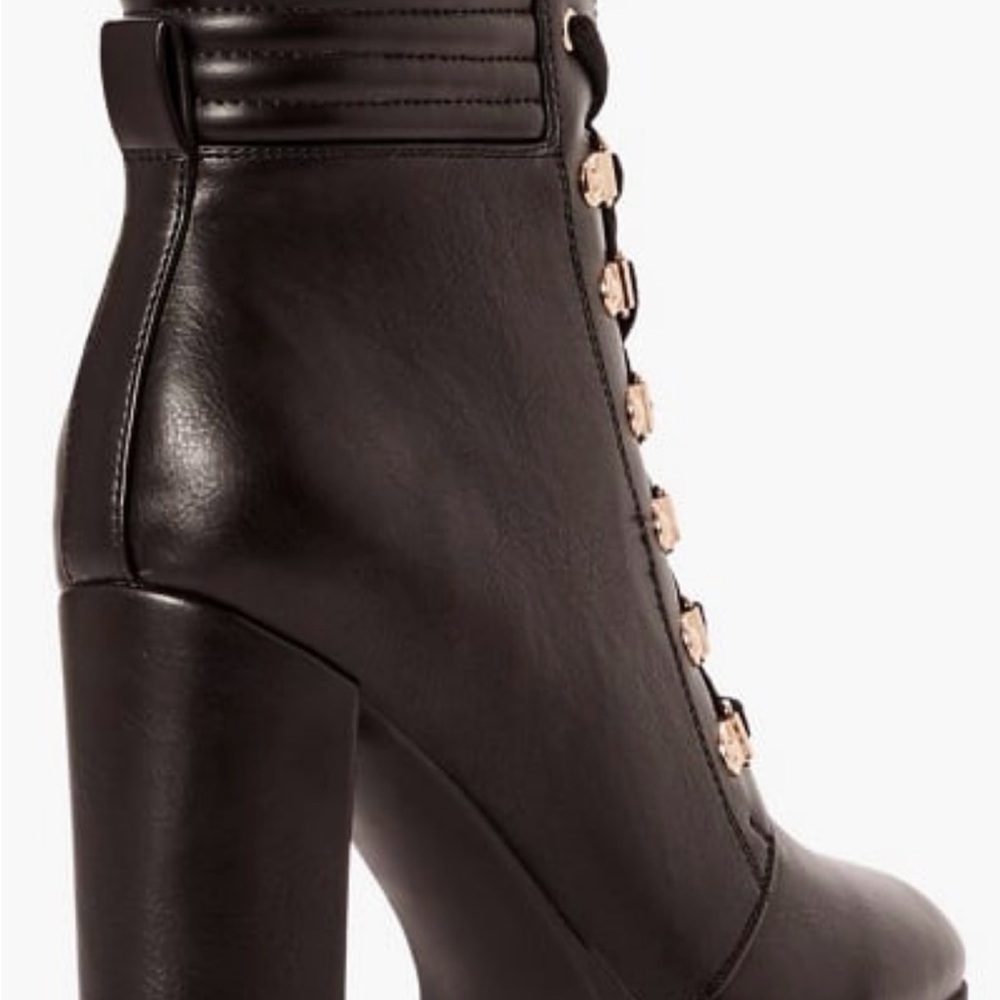 Black Heeled Boots with Chunky Sole and Thick High Heel - Picture 2 of 8
